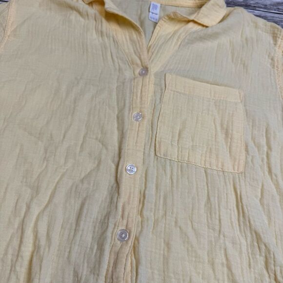 Stars Above Women's Button Down Blouse Shirt XS Extra Small Light Butter Yellow - Picture 4 of 13